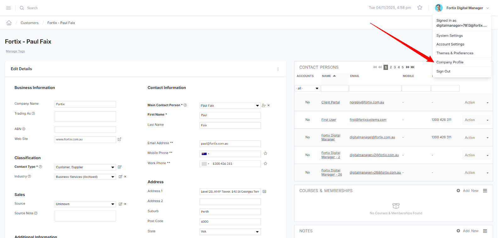 Add new Contact Person in Company Profile Follow related article for reference