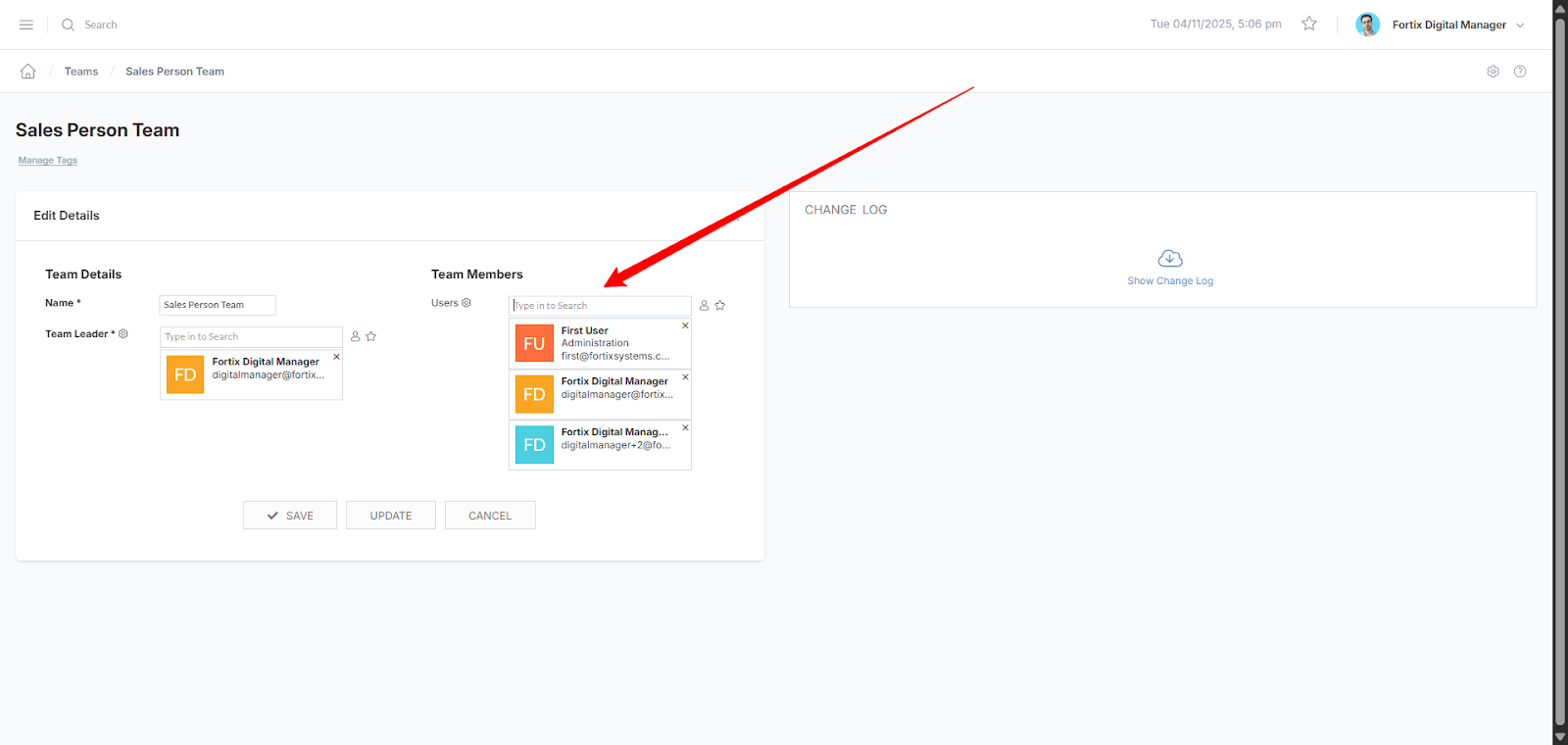 Add the user to the Team