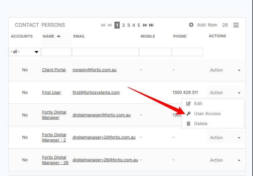 Click User Access will route you to Edit User Details Page