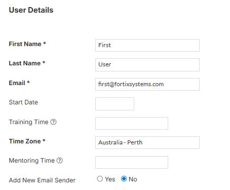 User Details Page with necessary information of the member