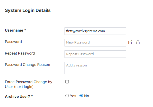 System Log Details to update passwords